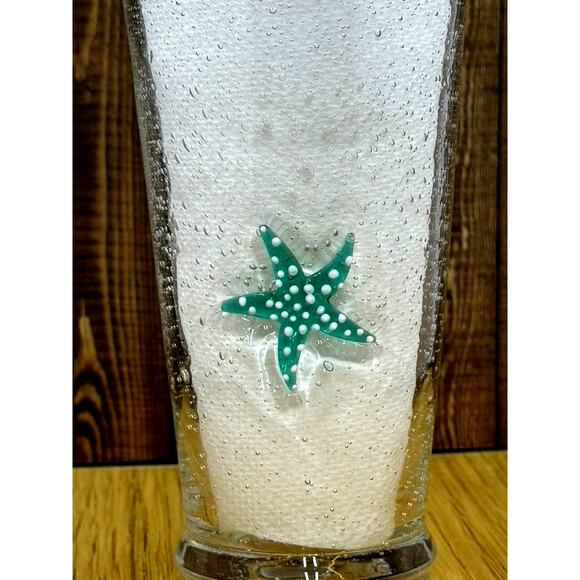 Starfish Handblown Glass Tumbler, Nautical, Ocean, Bubbles - Picture 3 of 5